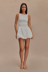 Felicity Shirring Bubble Cotton Mini Dress - White